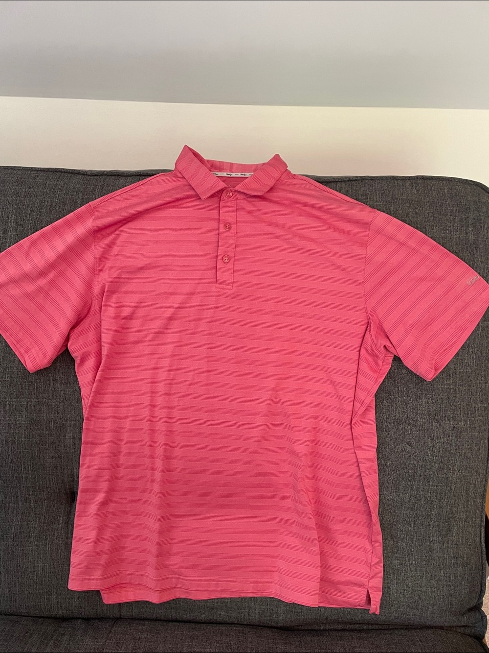 Walter Hagen Pink Striped Men's Polo Shirt - Picture 4 of 7